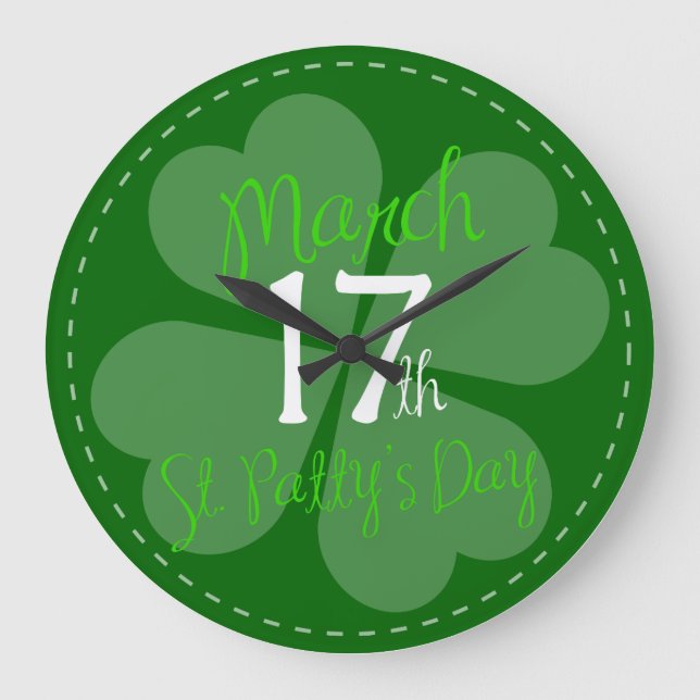 March 17th St. Patty's Day Celebration Large Clock (Front)