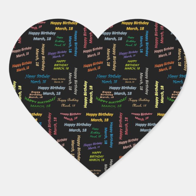 March, 18 Birthday Sticker (Front)