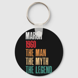 March 1960 Man Myth Legend 60th Birthday Gift 60 Key Ring