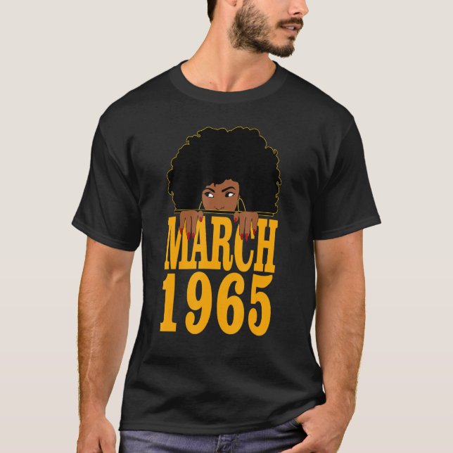 March 1965 57th Birthday 57 Years Old Black Women  T-Shirt (Front)
