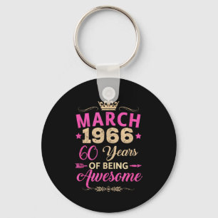March 1966 60 years of being awesome retro 60th key ring