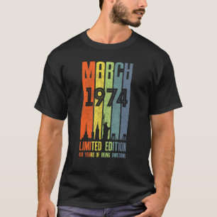 March 1974 49 Birthday 49 Year Old 1974 Birthday V T-Shirt
