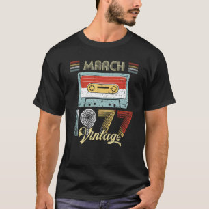March 1977 Vintage Birthday Cassette Tape T-Shirt