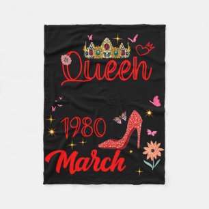 March 1980 birthday this queen was born in march fleece blanket