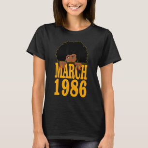 March 1986 36th Birthday 36 Years Old Black Women T-Shirt