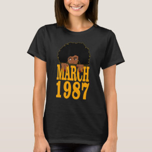 March 1987 35th Birthday 35 Years Old Black Women  T-Shirt
