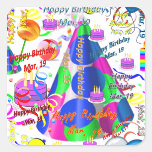 March, 19 Kids Birthday Stickers