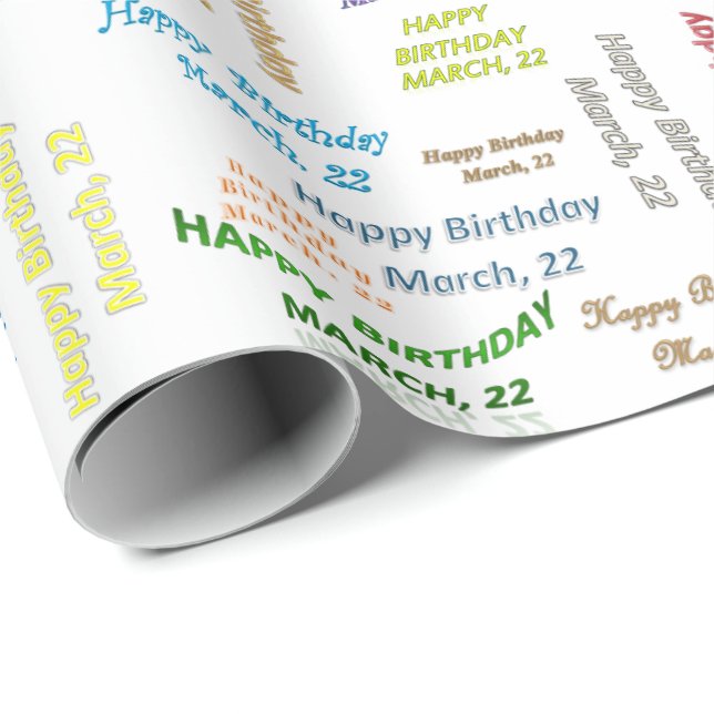 March, 22 Birthday Gift Wrapping Paper (Roll Corner)