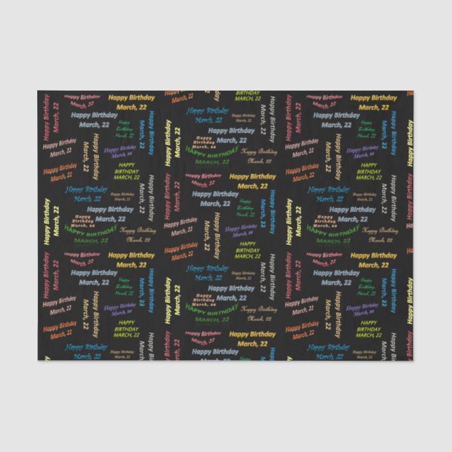 March, 22 Birthday Tissue Paper (Front)