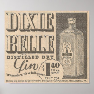 March 23, 1935 Ad Dixie Belle Gin Poster