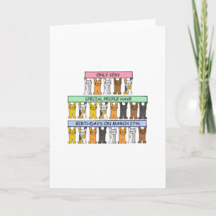 March 27th Birthday Cartoon Cats Card