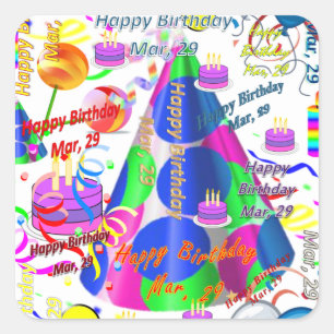 March, 29 Kids Birthday Stickers