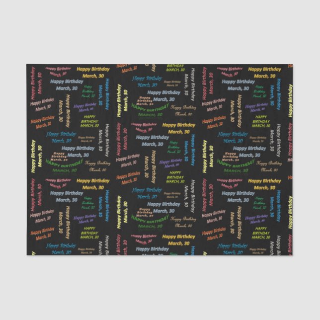 March, 30 Birthday Tissue Paper (Front)