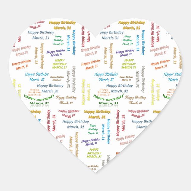 March, 31 Birthday Sticker (Front)