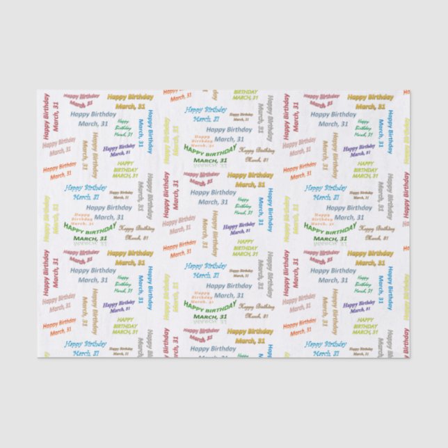 March, 31 Birthday Tissue Paper (Front)