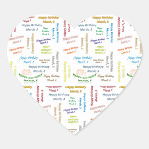 March, 3 Birthday Sticker