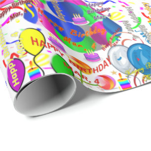 March, 4 Birthday Gift Wrapping Paper
