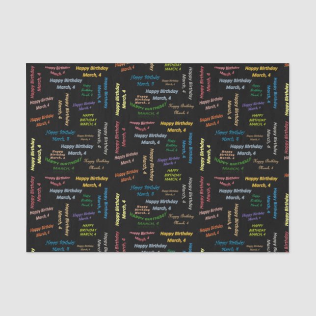March, 4 Birthday Tissue Paper (Front)