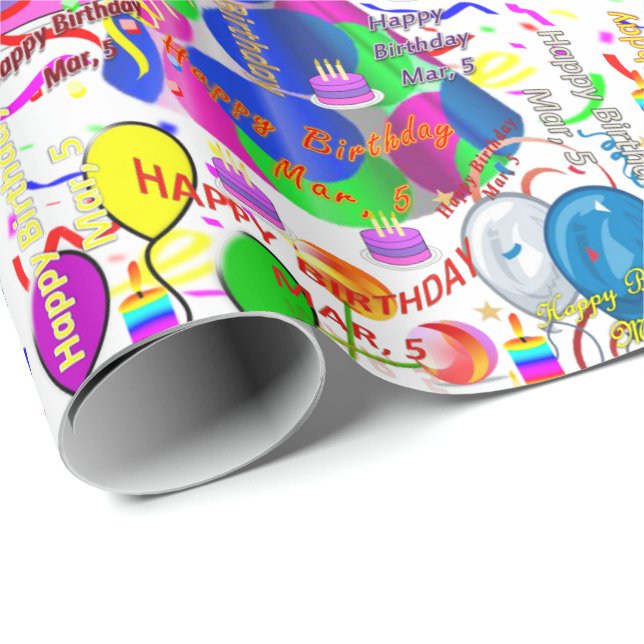 March, 5 Birthday Gift Wrapping Paper (Roll Corner)