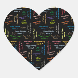 March, 7 Birthday Sticker