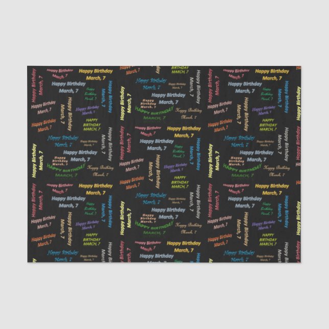 March, 7 Birthday Tissue Paper (Front)