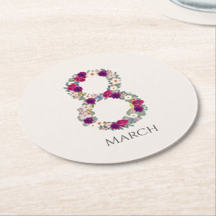March 8 International Womens Day Round Paper Coaster