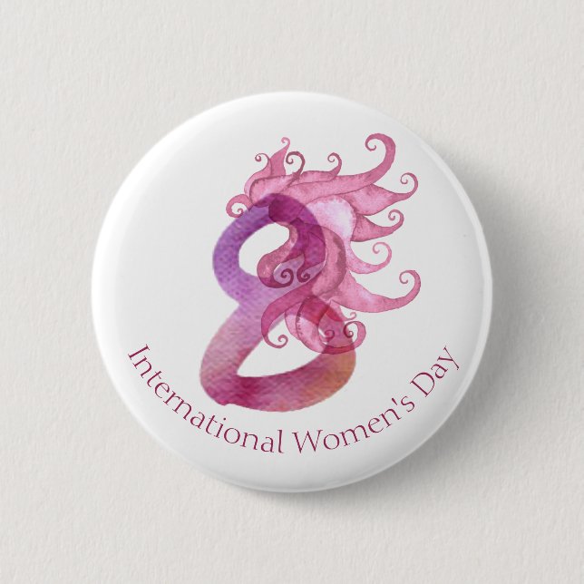 March 8th International Women's Day 6 Cm Round Badge (Front)