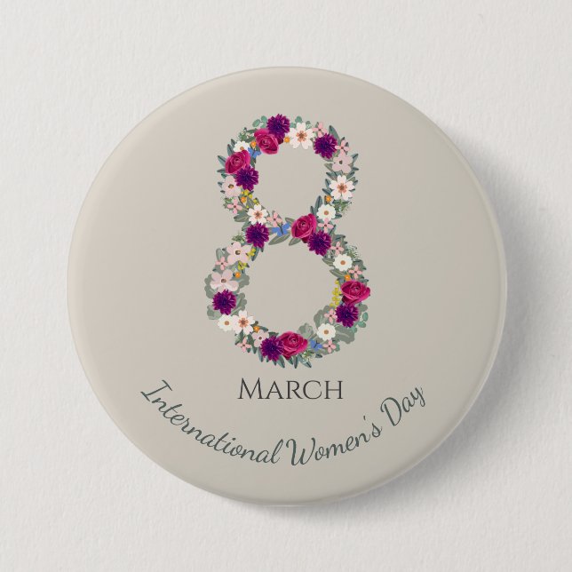 March 8th International Women's Day 7.5 Cm Round Badge (Front)