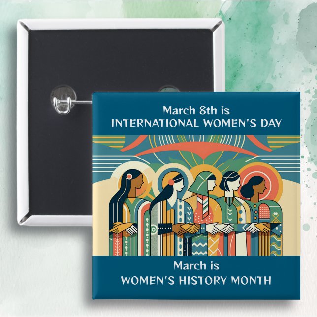 March 8th is International Women's Day  15 Cm Square Badge (Creator Uploaded)