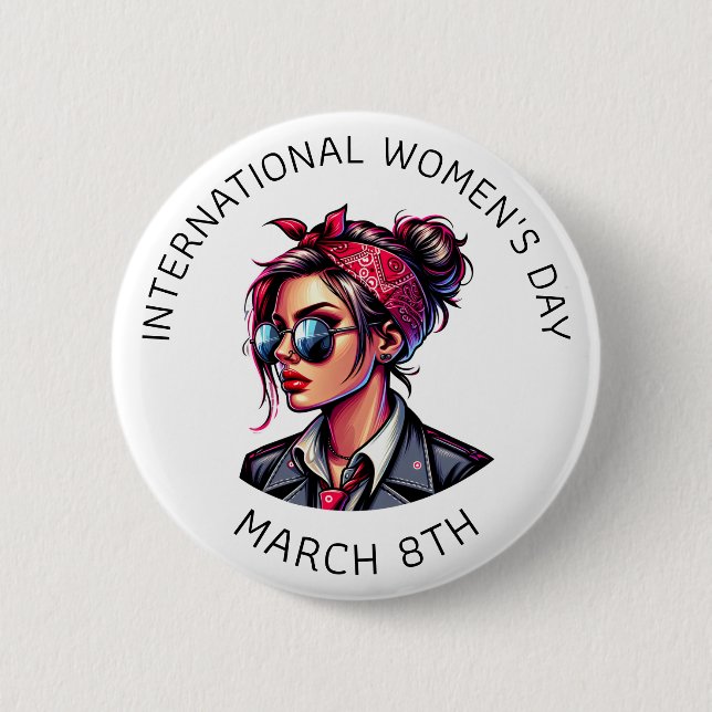 March 8th is International Women's Day  6 Cm Round Badge (Front)