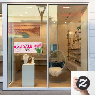 March 8th Women's Day Sale Pink Roses Business Window Cling