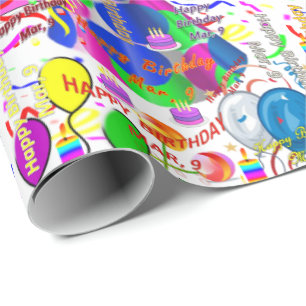 March, 9 Birthday Gift Wrapping Paper