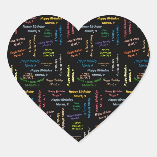 March, 9 Birthday Sticker (Front)