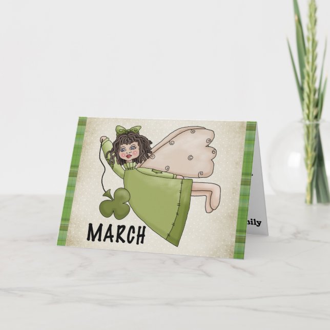 March Angel Blank St. Patrick's Day Greeting Card (Front)