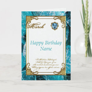 March Aquamarine Birthstone Birthday Card