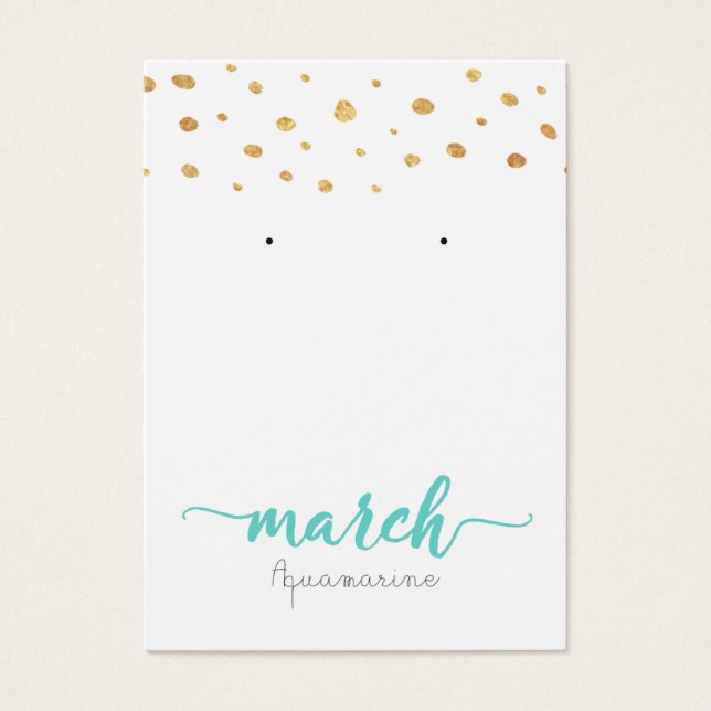 March Aquamarine Birthstone Earring Card (Front)