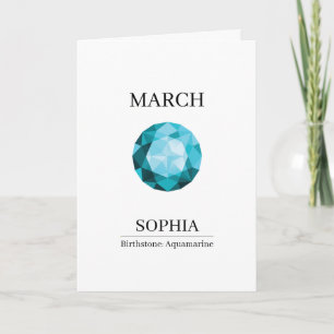 March Aquamarine Personalized Birthday Card