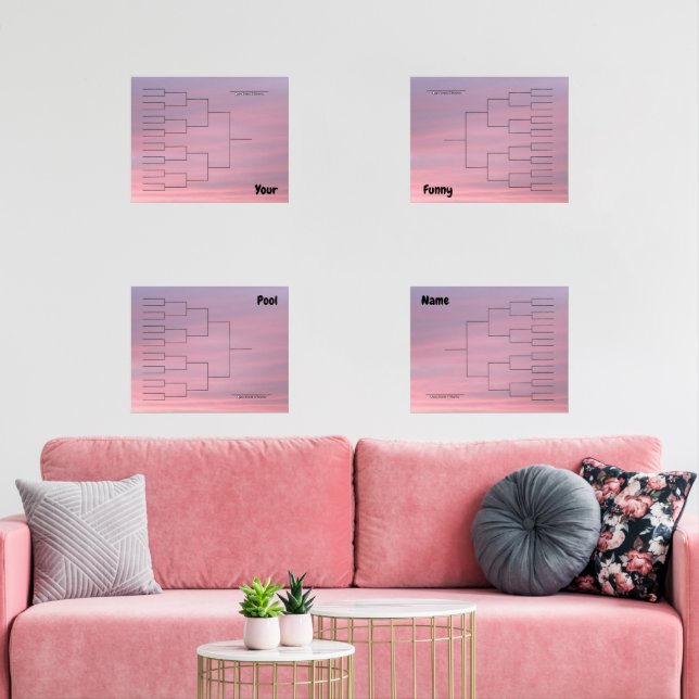 March Basketball Quadrant Bracket Pink Clouds (Livingroom)