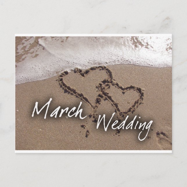 March  Beach Destination Weddin... - Customised Announcement Postcard (Front)