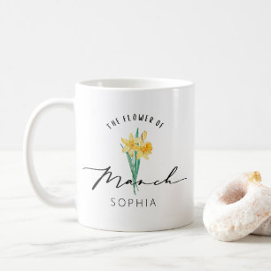 March birth flower customisable birthday gift coffee mug