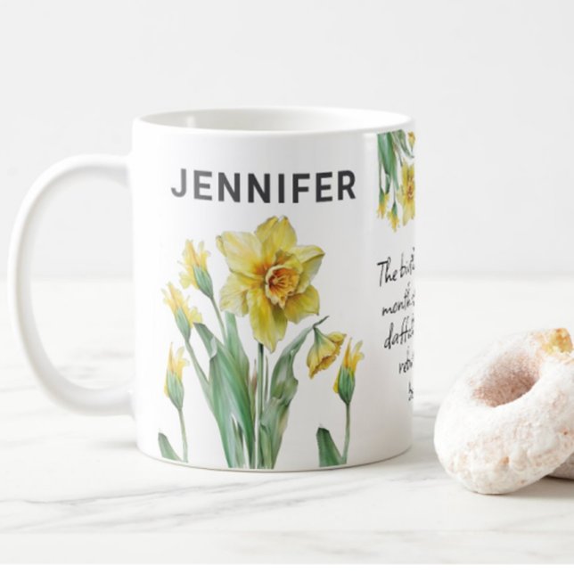 March Birth Flower Daffodil Add Name Coffee Mug (Creator Uploaded)