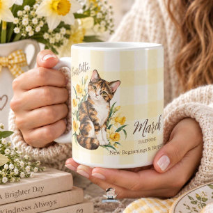 March Birth Flower Daffodils and Cat Bridesmaid Coffee Mug