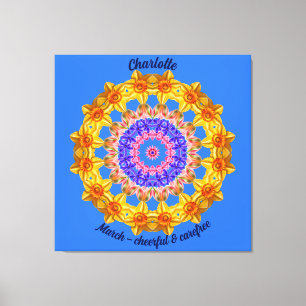 March Birth Flower Personalised Mandala Zen 40" Canvas Print