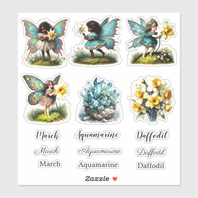 March Birth Month Birth Flower Sticker Set (Sheet)