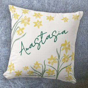 March Birth Month Daffodil Personalised Cushion