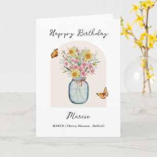 March Birth Month Flower Birthday Card