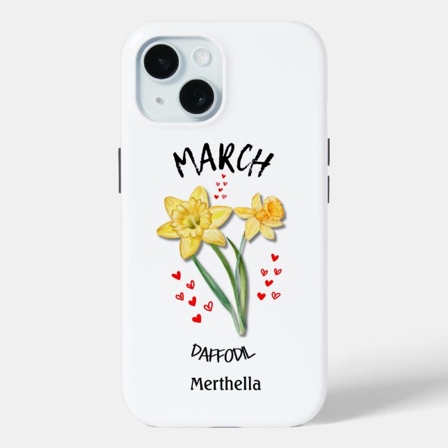 MARCH Birth Month Flower Custom Name Case-Mate iPhone Case (Back)