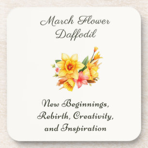March Birth Month Flower Daffodil Birth Gift Coaster