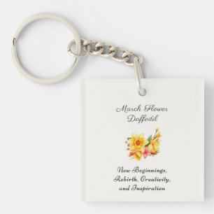 March Birth Month Flower Daffodil Birth Gift     Key Ring