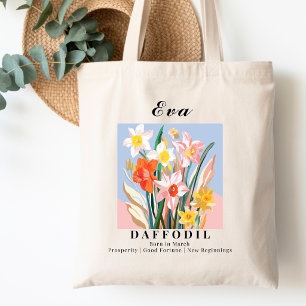 March Birth Month Flower Daffodil Cotton Shopping Tote Bag